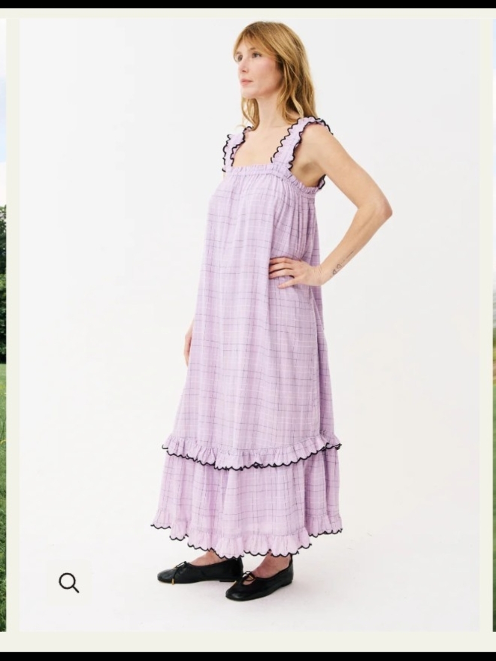 Lavender Ruffle-Trim Maxi Dress